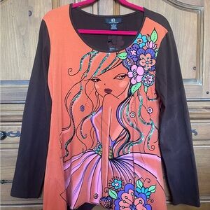 NWT iB Diffusion Floral Sequin Top -‎ Multicolor